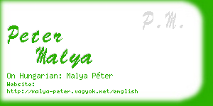 peter malya business card